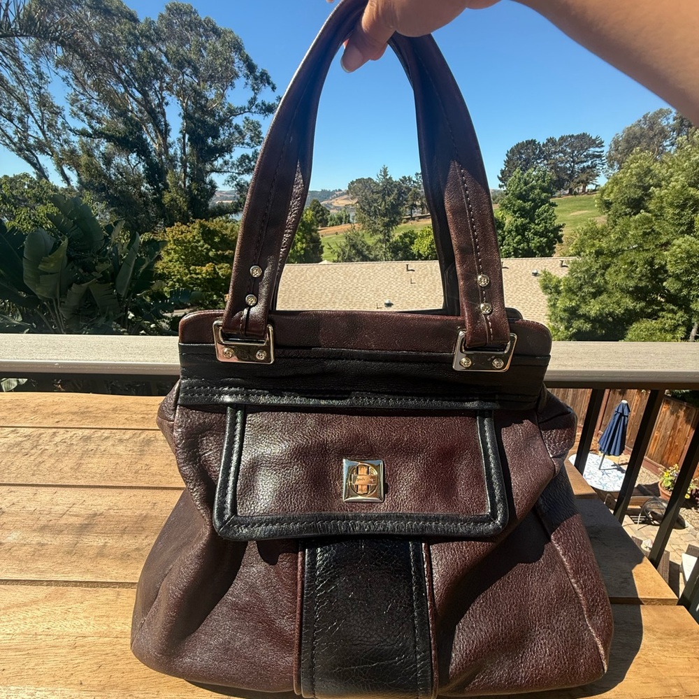 Kate Spade vintage two tone Brown Black Leather Handbag